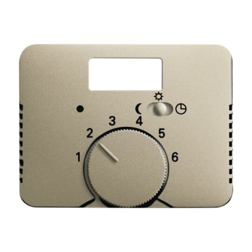 Cover plate with legend Characters 1  6 for Thermostat Turn button 1 sliding switch palladium  alpha