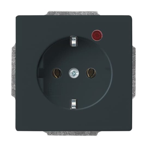 BuschProtector SCHUKO socket insert withNeon lamp Red anthracite   Platform 63