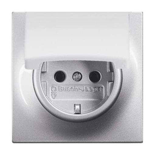 SCHUKO socket insert with Hinged Lid aluminium silver  - impuls