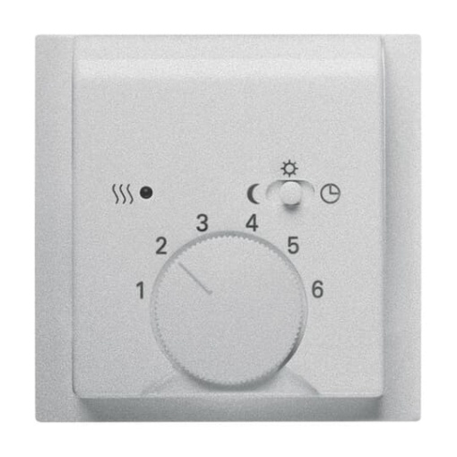 Cover plate with legend Characters 1  6 for Thermostat Turn button 1 sliding switch aluminium  impuls