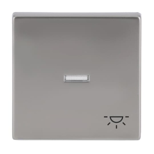 Rocker with legend Symbol "light" with Small Transparent Calotte for Switchpush button, Single rocker stainless steel - Pure Stainless Steel