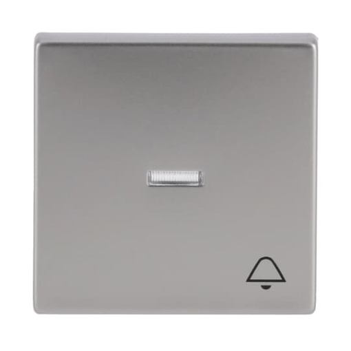Rocker with legend Symbol "bell" with Small Transparent Calotte for Switchpush button, Single rocker stainless steel - Pure Stainless Steel