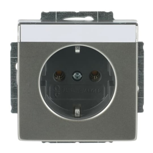 SCHUKO Socket insert with labelling field stainless steel  - Pure Stainless Steel