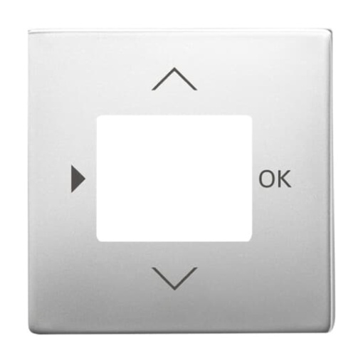 Cover plate with legend Symbols "play, up, down, ok" for Time switch Central cover plate stainless steel - Pure Stainless Steel