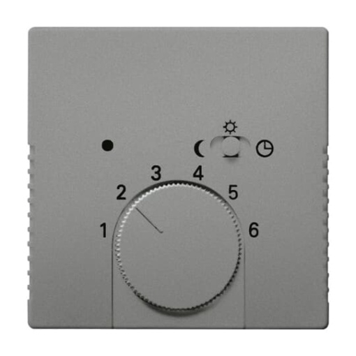 Cover plate with legend Characters 1 ... 6 for Thermostat Turn button 1 sliding switch grey metallic - Platform 63