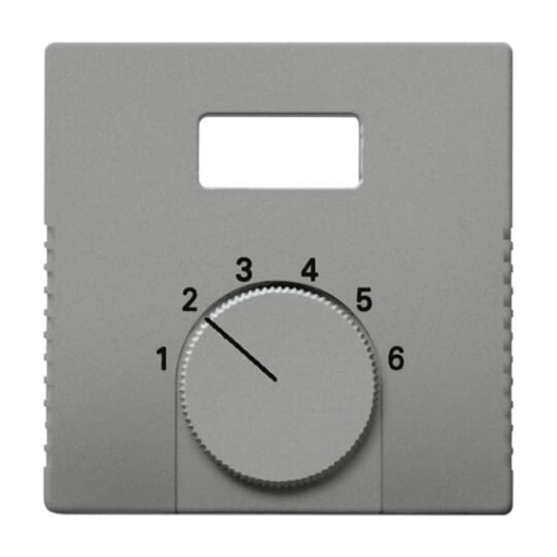 Cover plate with legend Characters 1 ... 6 for Thermostat Turn button grey metallic - Platform 63