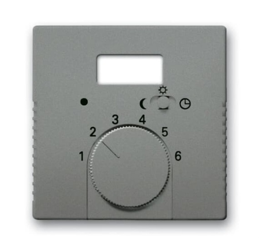 Cover plate with legend Characters 1 ... 6 for Thermostat Turn button 1 sliding switch grey metallic - Platform 63