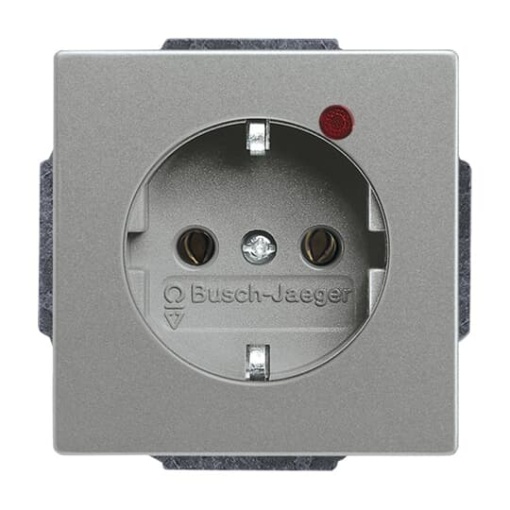 BuschProtector SCHUKO socket insert withNeon lamp Red grey metallic   Platform 63