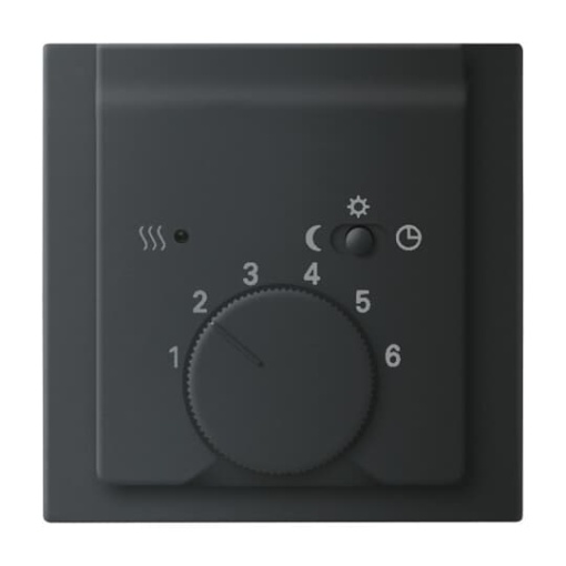 Cover plate with legend Characters 1  6 for Thermostat Turn button 1 sliding switch black  impuls