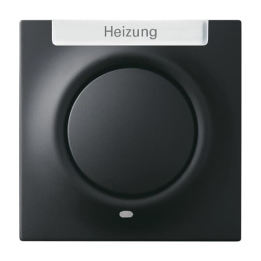 Cover plate with labelling field Label space with Small Red Calotte for Switchpush button Single rocker black matt  impuls