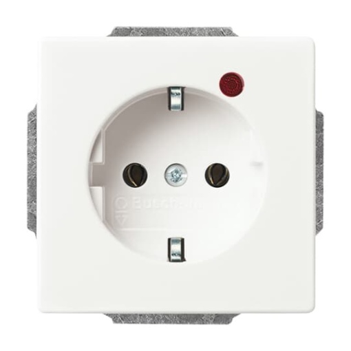 BuschProtector SCHUKO socket insert withNeon lamp Red studio white matt   Platform 63