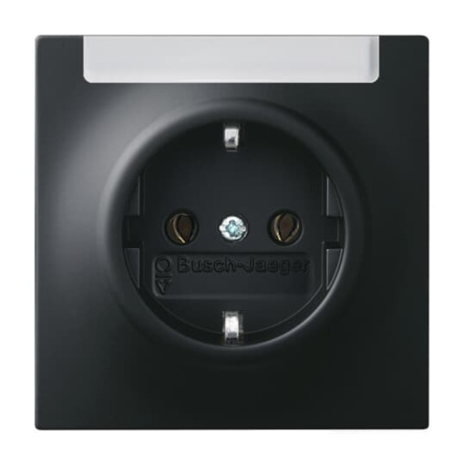 SCHUKO Socket insert with labelling field black matt  - impuls
