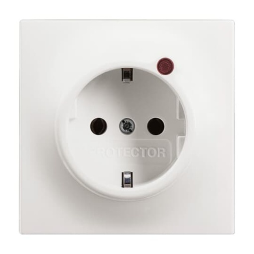BuschProtector SCHUKO socket insert withNeon lamp Red studio white matt   impuls