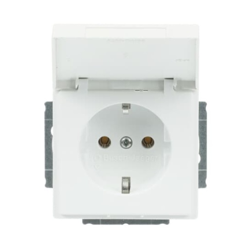 SCHUKO socket insert with Hinged Lid studio white matt  - Platform 63