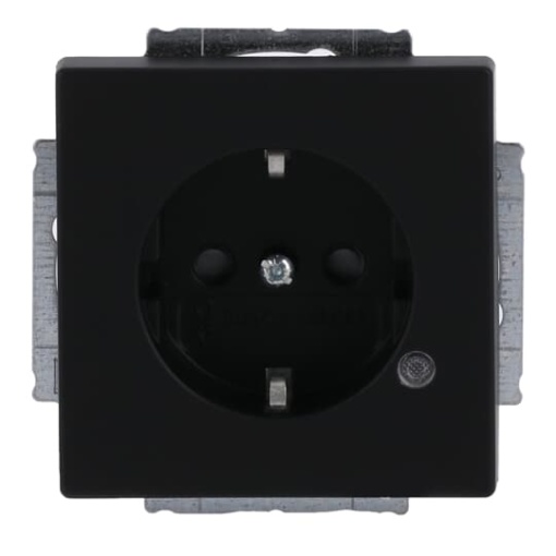 SCHUKO socket insert Safety Shutter withControl light LED Green black matt   Platform 63