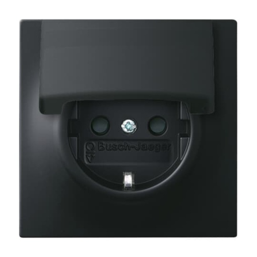 SCHUKO socket insert with Hinged Lid black matt  - impuls