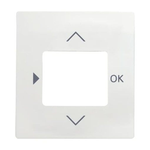 Cover plate with legend Symbols "play, up, down, ok" for Time switch Central cover plate studio white matt - impuls