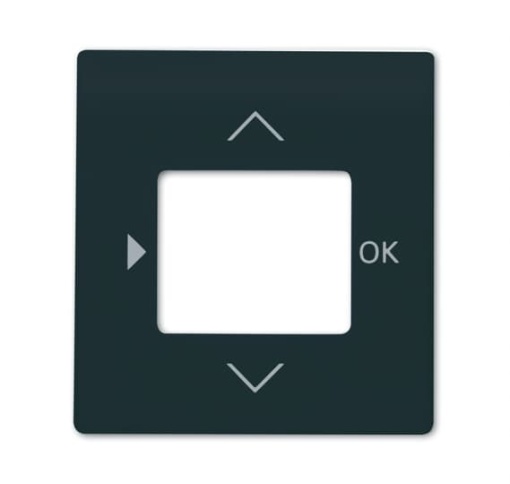 Cover plate with legend Symbols "play, up, down, ok" for Time switch Central cover plate black matt - impuls