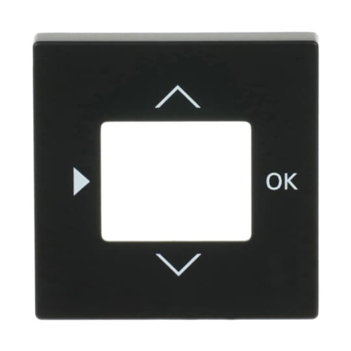 Cover plate with legend Symbols "play, up, down, ok" for Time switch Central cover plate black matt - Platform 63