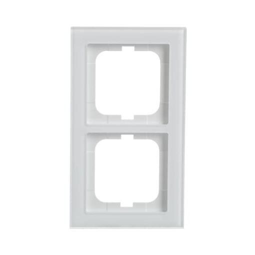 Cover frame 2gang white glass  Buschaxcent pur