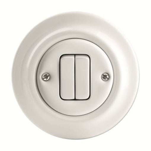 Push switch Double push button 1P pole 2NO studio white  Decento
