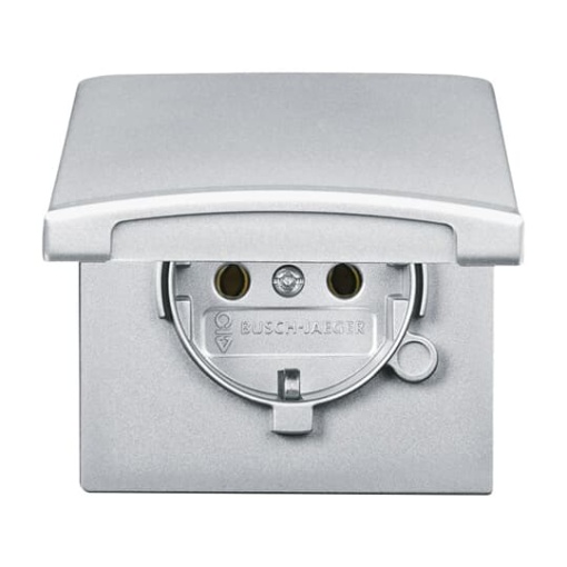 SCHUKO socket insert with Hinged Lid aluminium silver  - Allwetter 44 IP 44