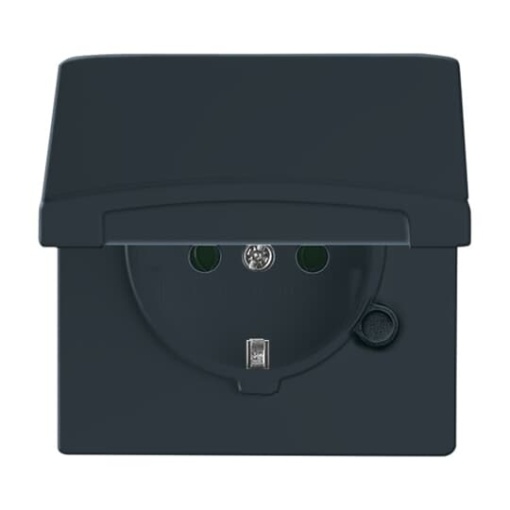 SCHUKO socket insert with Hinged Lid anthracite  - Allwetter 44 IP 44