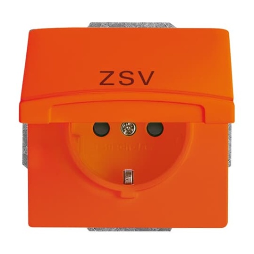 SCHUKO Socket insert with legend ZSV Safety Shutter with Hinged Lid orange  - Allwetter 44 IP 44