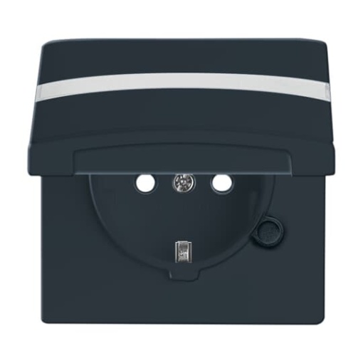 SCHUKO Socket insert with labelling field Safety Shutter with Hinged Lid anthracite  - Allwetter 44 IP 44