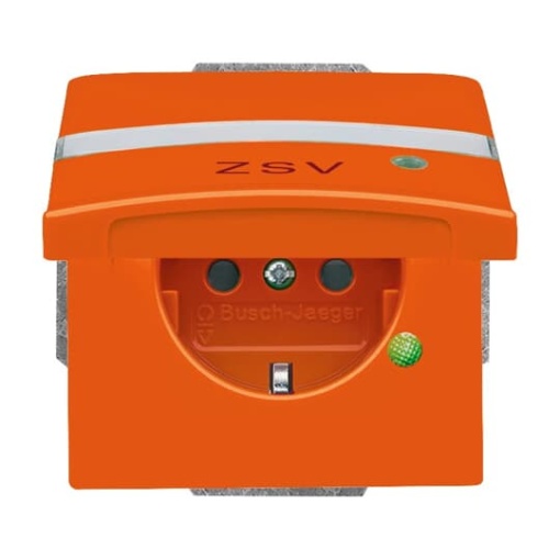 SCHUKO Socket insert with legend ZSV Safety Shutter with Hinged Lid orange  - Allwetter 44 IP 44