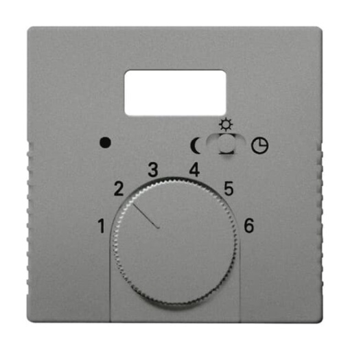 Cover plate with legend Characters 1  6 for Thermostat Turn button 1 sliding switch grey metallic  Platform 63