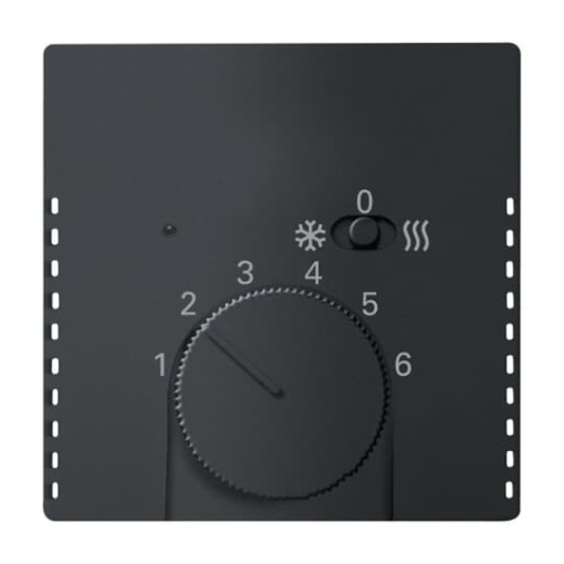 Cover plate with legend Characters 1 ... 6 for Thermostat Turn button black matt - Platform 63