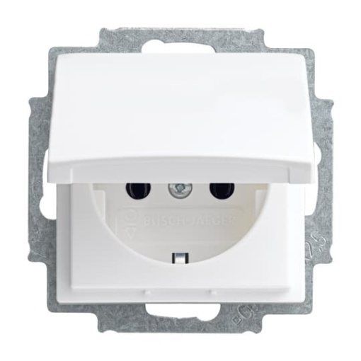 SCHUKO socket insert with Hinged Lid alpine white  - Busch-balance SI