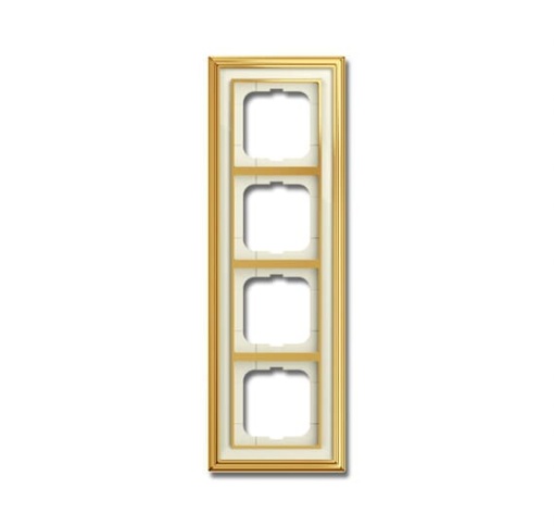 Cover frame 4gangs polished brass ivory white  BuschDynasty