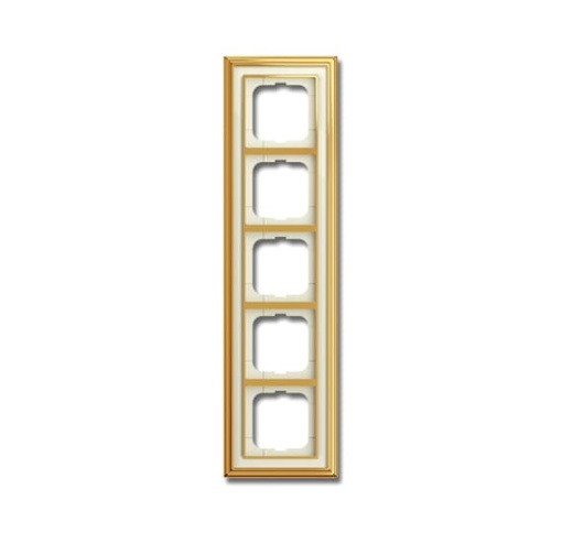 Cover frame 5gangs polished brass ivory white  BuschDynasty