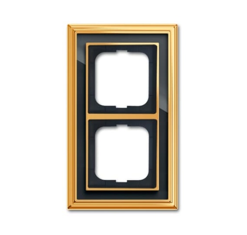 Cover frame 2gangs polished brass anthracite  BuschDynasty