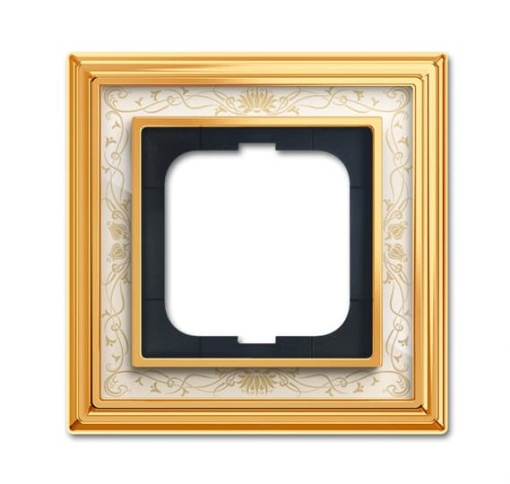 Cover frame 1gangs polished brass decor ivory white  BuschDynasty