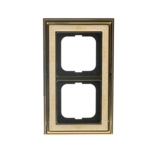 Cover frame 2gangs polished brass decor ivory white  BuschDynasty