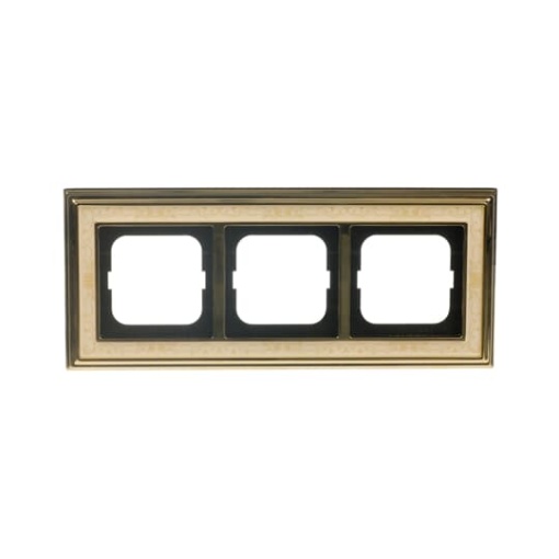 Cover frame 3gangs polished brass decor ivory white  BuschDynasty