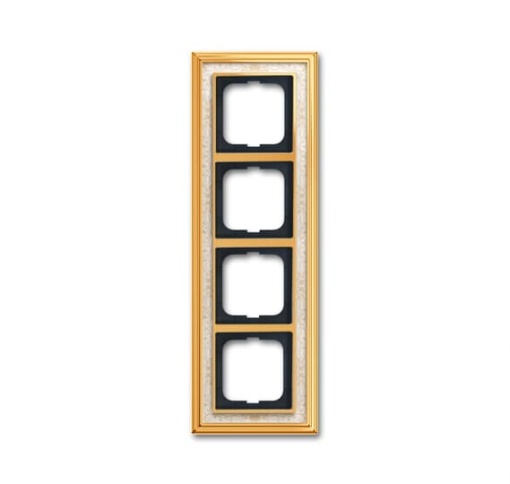 Cover frame 4gangs polished brass decor ivory white  BuschDynasty