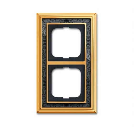 Cover frame 2gangs polished brass decor anthracite  BuschDynasty
