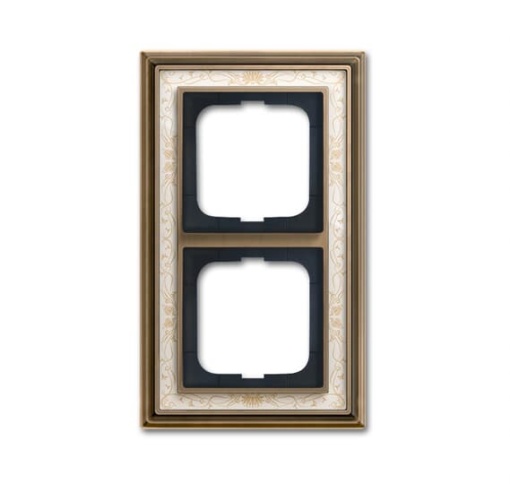 Cover frame 2gangs antique brass decor ivory white  BuschDynasty