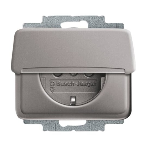 SCHUKO socket insert with Hinged Lid platinum  - alpha