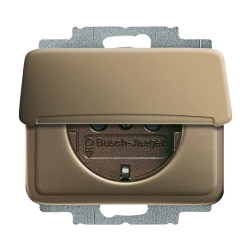 SCHUKO socket insert with Hinged Lid bronze  - alpha
