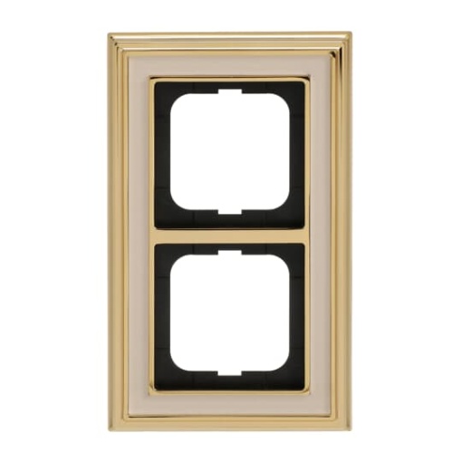 Cover frame 2gangs polished brass ivory white  BuschDynasty