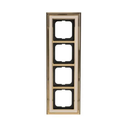 Cover frame 4gangs polished brass ivory white  BuschDynasty