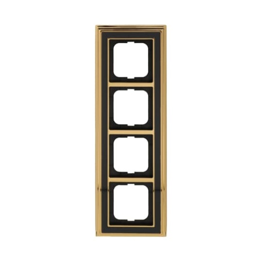 Cover frame 4gangs polished brass anthracite  BuschDynasty