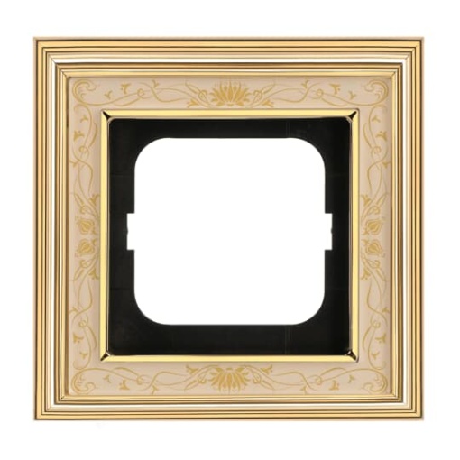 Cover frame 1gangs polished brass decor ivory white  BuschDynasty