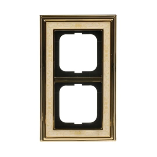 Cover frame 2gangs polished brass decor ivory white  BuschDynasty