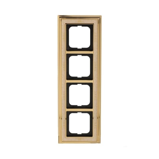 Cover frame 4gangs polished brass decor ivory white  BuschDynasty